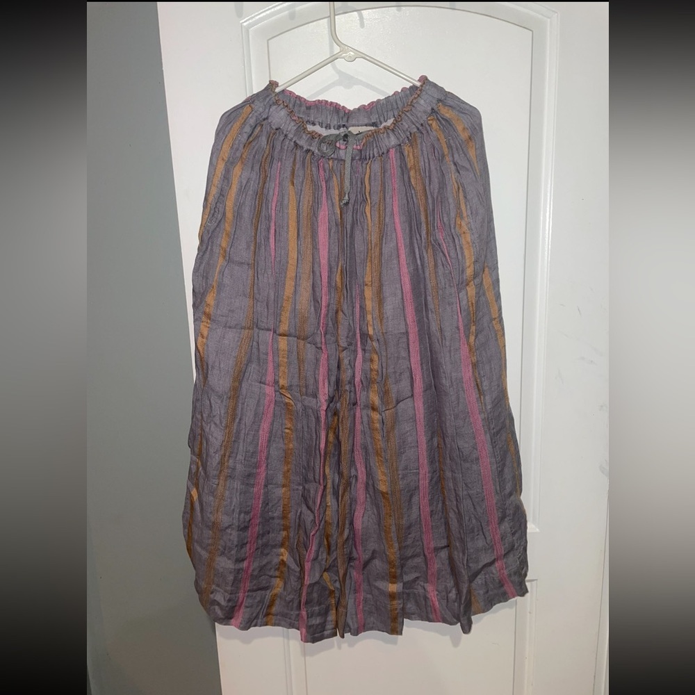 New! Ichi Antiquites Linen Striped Drawstring Adjustable Skirt 🩶 Onesize  XS-XL - Picture 8 of 11